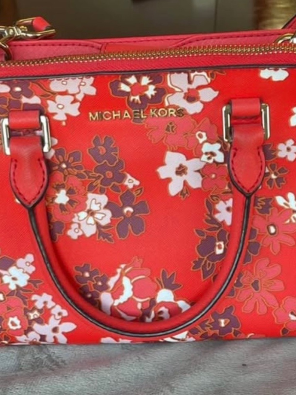 Michael Kors Kellen Sangria Red Floral Purse